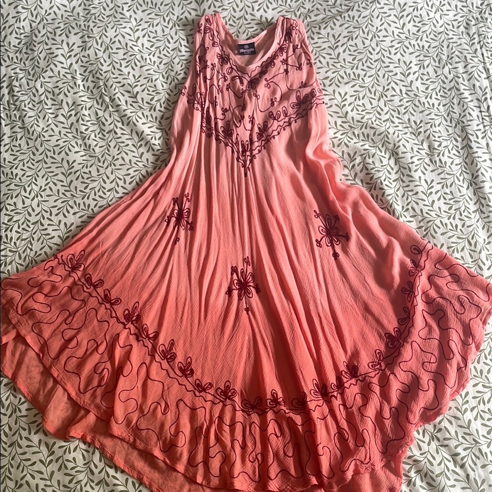 🌺 Red Tropical Floral Sundress – Freesize – Island Vibes